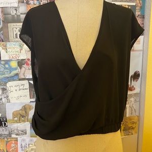 Deep V black blouse
